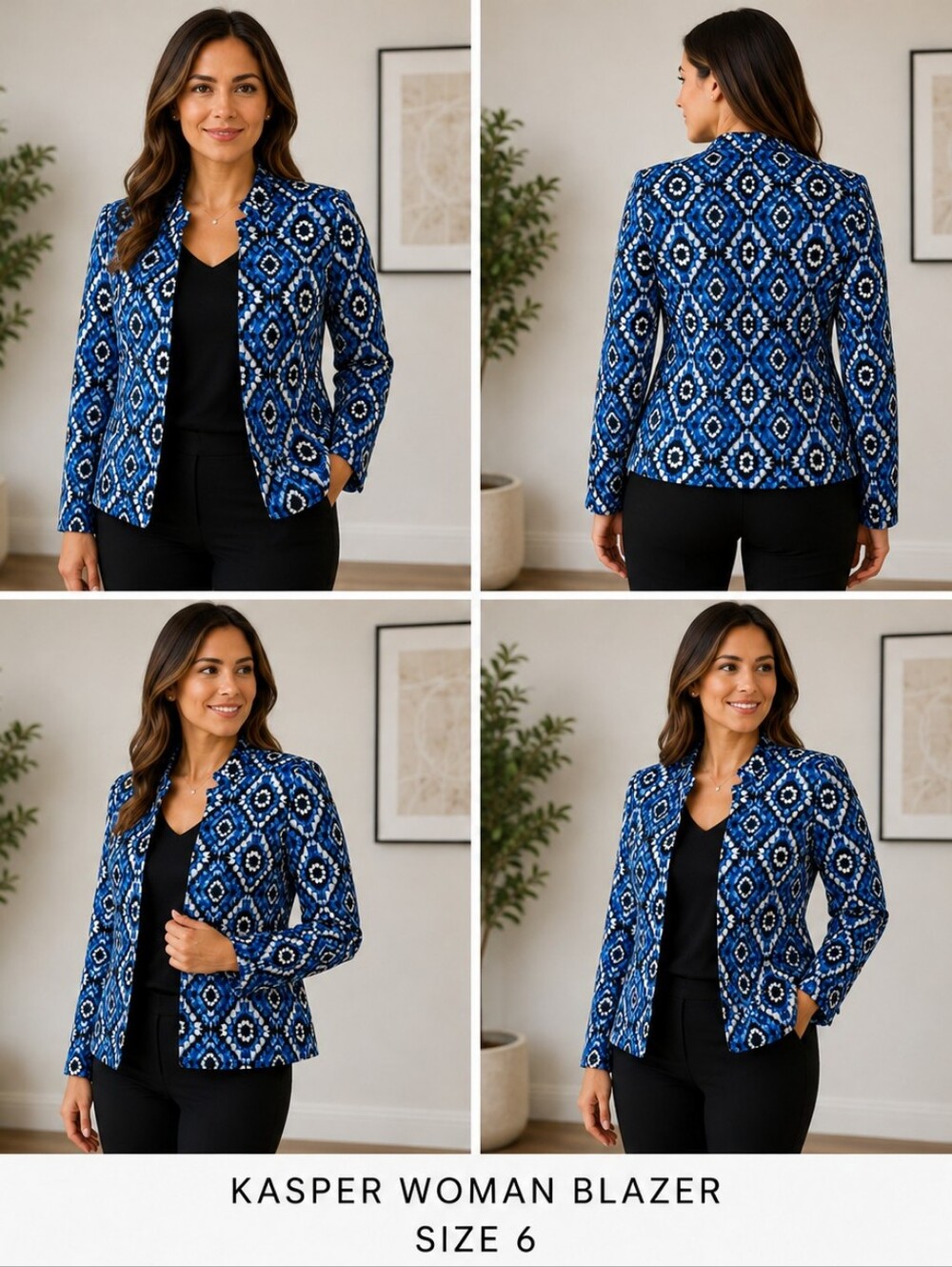 ✨ Kasper Blue Geometric Print Blazer | Size 6 ✨